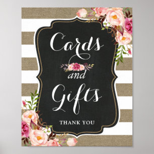 Affiches Cartes et cadeaux Rustique Burlap Floral Mariage S