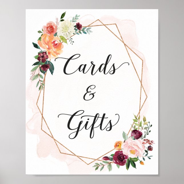 Affiches Cartes et cadeaux | Signe Mariage floral romantiqu (Devant)