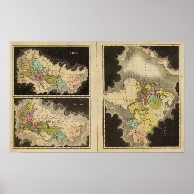 Affiches cartes gravées du monde (Devant)