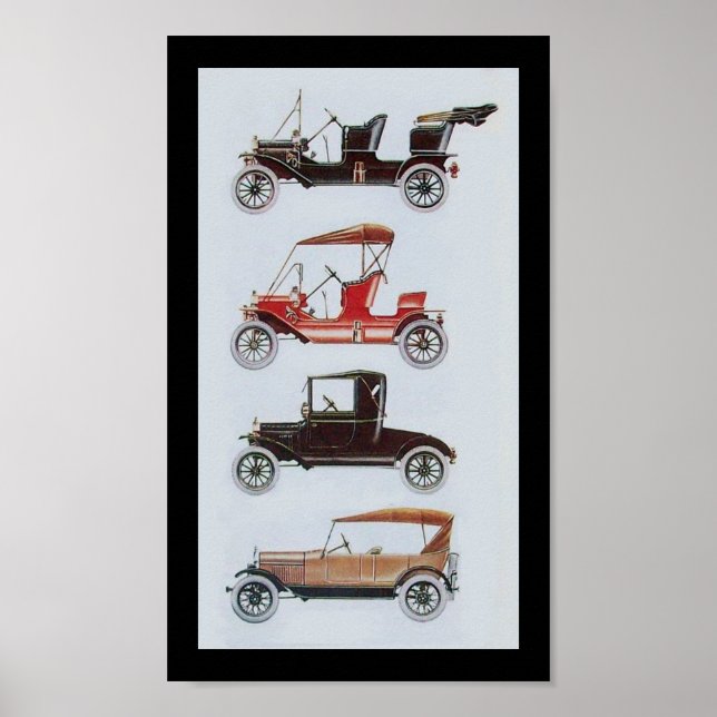 Affiches CARTES RETRO, noir blanc rouge (Devant)