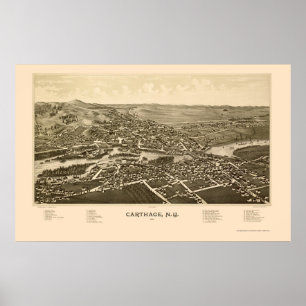Affiches Carthage, carte panoramique de NY - 1888