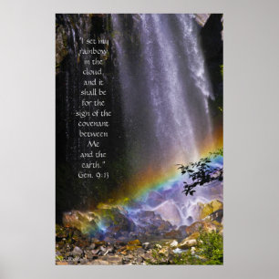 Affiches Cascade arc-en-ciel avec couplet écriture