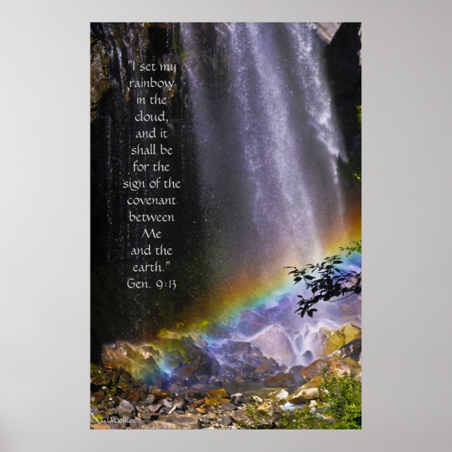 Affiches Cascade arc-en-ciel avec couplet écriture (Devant)