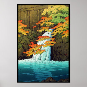 Affiches Cascade de Senju, art shin hanga d'Akame Hasui Kaw