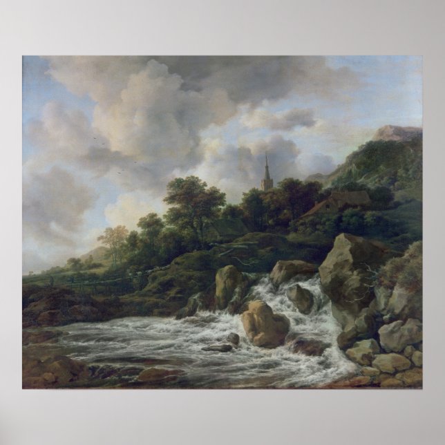 Affiches Cascade près d'un village, c.1665-70 (Devant)