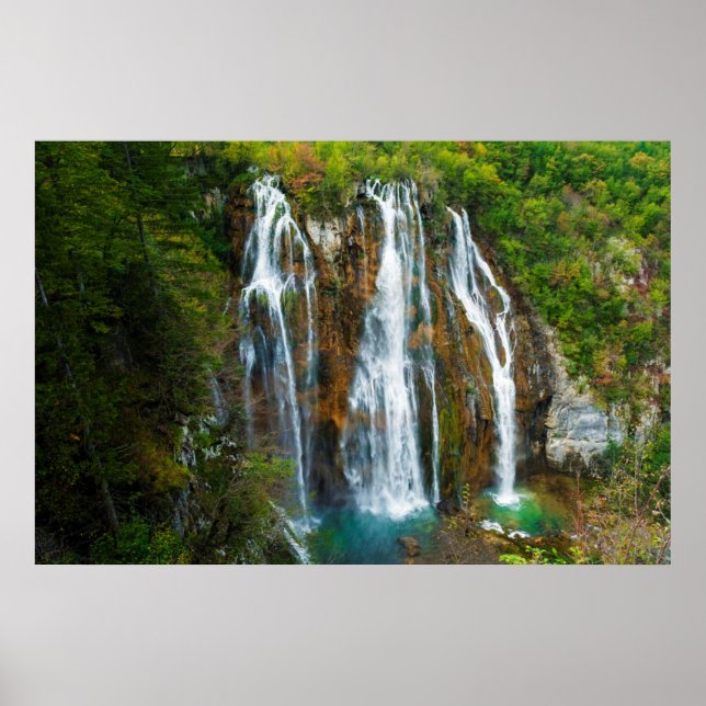 Affiches Cascade vue surélevée, Croatie (Devant)