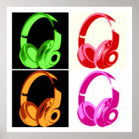 Casque de quatre couleurs Pop Art Tête Téléphone