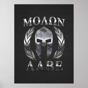 Affiches Casque spartiate en acier Molon Labe sur fibre de