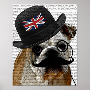 Affiches Casquette britannique de bouledogue et de lanceur
