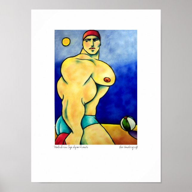 Affiches Casquette de natation masculine Aqua Trunks par Le (Devant)