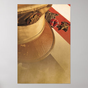 Affiches Casquette vintage, Drapeau, Médaille toile de la F