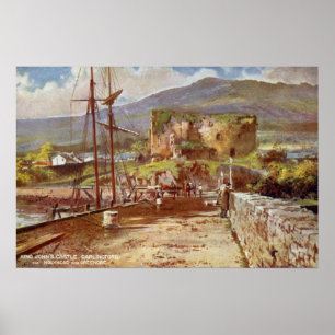 Affiches Castle Carlingford vintage d'aquarelle du Roi John