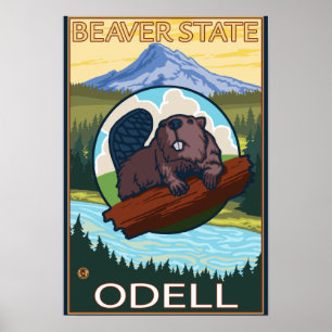 Affiches Castor et capot de Mt. - Odell, Orégon