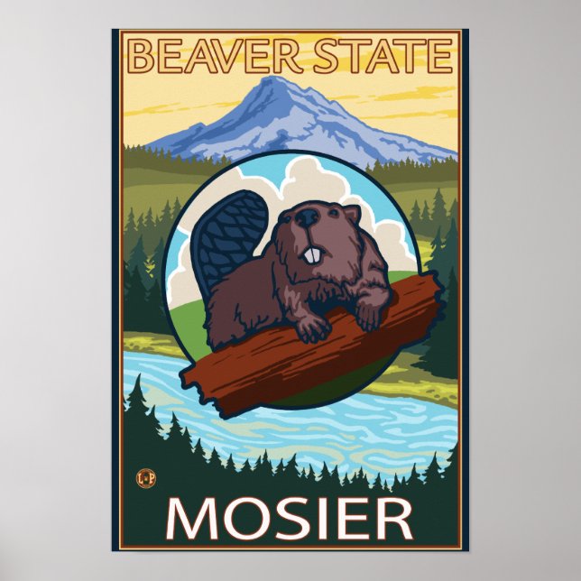 Affiches Castor & Mt Hood - Mosier, Oregon (Devant)