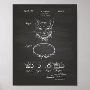 Affiches Cat Collar 1952 Patent Art Chalkboard