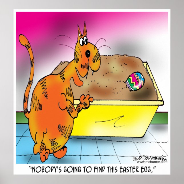 Affiches Cat Hides Easter Egg (Devant)