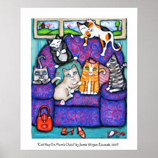 Affiches Cat Nap sur la chaise de maman