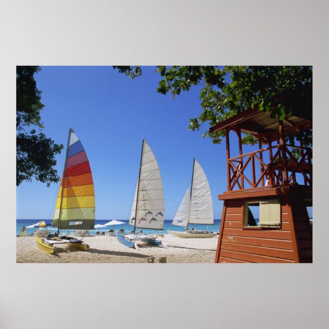 Affiches Catamarans Et Gardien De Vie Se Trouvent Sur La Pl (Devant)