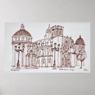 Affiches Cathédrale de Valence sur la Plaza de la Virgin