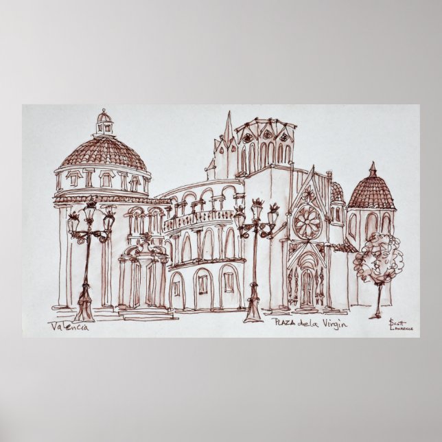 Affiches Cathédrale de Valence sur la Plaza de la Virgin (Devant)
