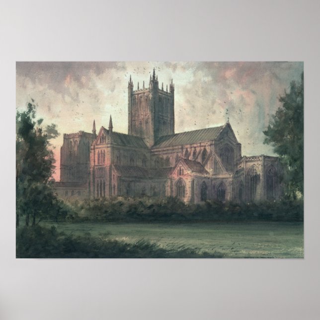 Affiches Cathédrale de Wells : vue du sud-est (Devant)