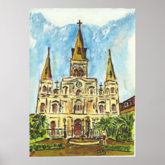 Affiches Cathédrale, Jackson Carré, Nouvelle-Orléans