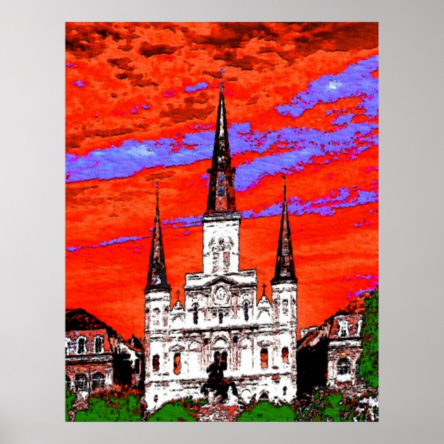 Affiches Cathédrale, Nouvelle-Orléans, Couleurs fauvistes (Devant)