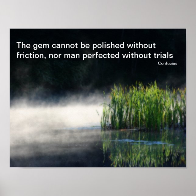 Affiches Cattails Pond Mist Inspirational Confucius Citatio (Devant)