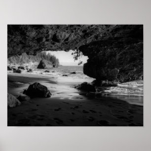 Affiches Caverne noire et blanche de plage