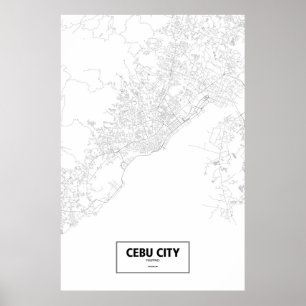 Affiches Cebu City, Philippines (noir sur blanc)