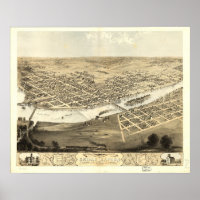 Cedar Rapids Iowa 1868 Antique Carte Panoramique