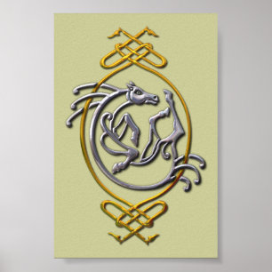 Affiches Céleste Horse Knotwork - Argent & Or