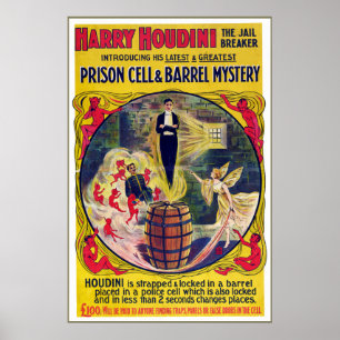 Affiches Cellule de prison vintage de Harry Houdini et