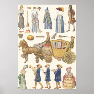 Affiches Cendrillon, Jouets Vintages en papier victorien