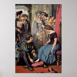 Affiches Cendrillon vintage raccord le chausson en verre