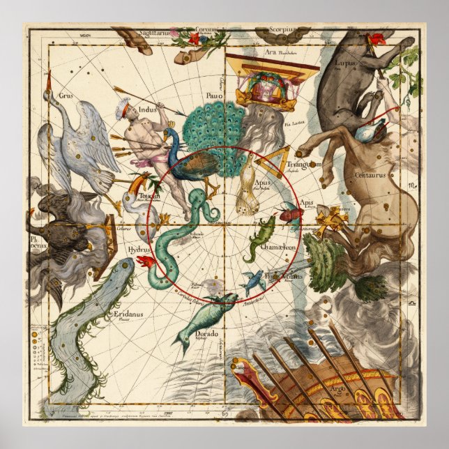 Affiches Centaurus, Indus, Chamaeleon, Eridanus, Lupulus (Devant)