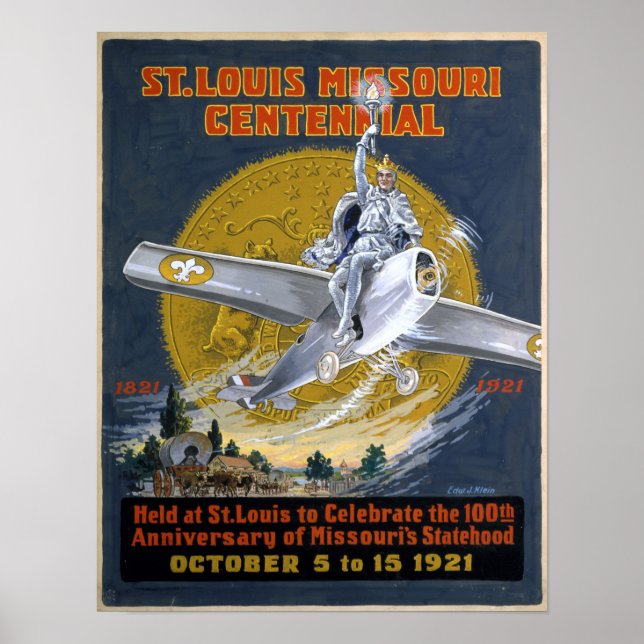 Affiches Centenaire du Missouri de Saint-Louis 1921 (Devant)