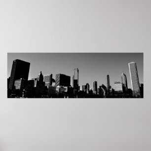 Affiches Centre-ville Chicago Skyline Panorama Monochrome