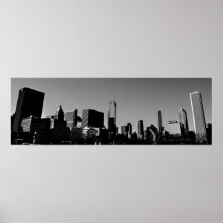 Affiches Centre-ville Chicago Skyline Panorama Monochrome