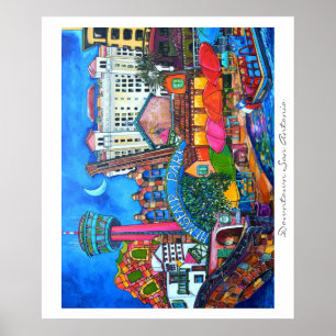 Affiches Centre-ville de San Antonio Montage Deux impressio