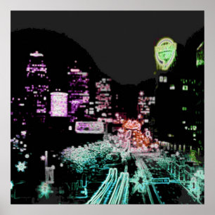 Affiches Centre-ville psychédélique de Kansas City