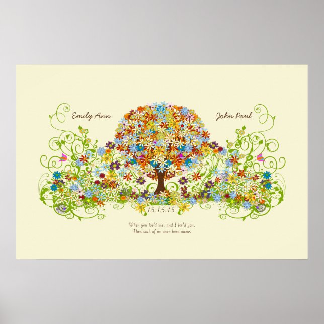 Affiches Cercle d'amour de l'arbre de mariage de la forêt e (Devant)