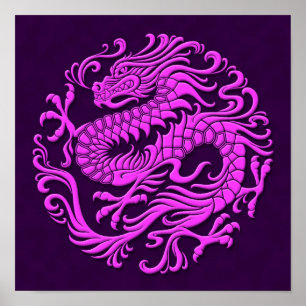 Affiches Cercle traditionnel de dragon chinois violet