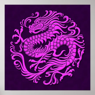 Affiches Cercle traditionnel de dragon chinois violet