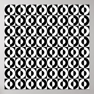 Affiches Cercles funky géo noir et blanc