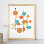 Affiches Cercles Mid-Century Moderne Style<br><div class="desc">Ajoutez une pop de couleur et de style audacieux à votre mur avec cette impression moderne rétro branchée du milieu du siècle. Avec ses cercles,  ses ovales et ses lignes dans deux tons d'orange,  de bleu turquoise,  de crème et de noir,  cette impression vous fera sûrement sourire.</div>