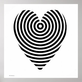 Affiches Cercles noirs et blancs Coeur