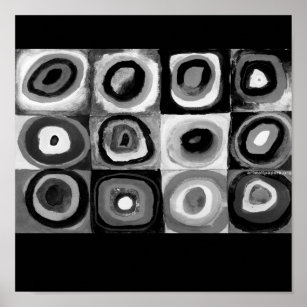 Affiches Cercles Poster-Monochrome-Kandinsky-Concentré