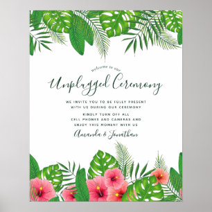 Affiches Cérémonie de mariage tropical aquarelle sans appar