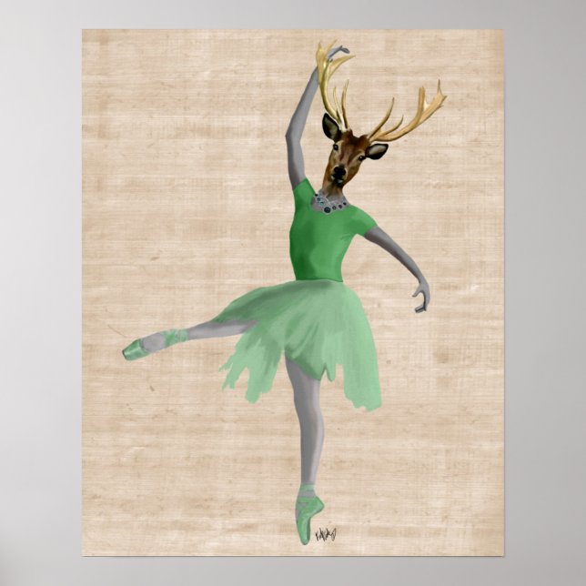Affiches Cerf de ballet en vert (Devant)